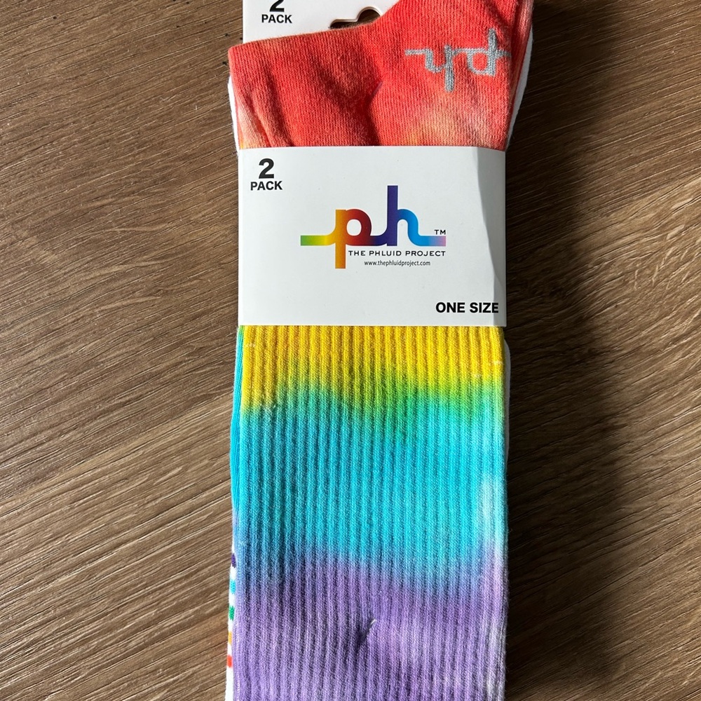 Phluid Project Tie-Dye Crew Socks - Yellow, Blue, Purple, Coral